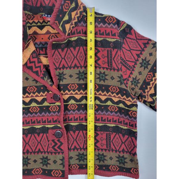 Vintage Asazu Tapestry Aztec Western Boho Tribal Button Up Womens Medium Jacket - Picture 5 of 7